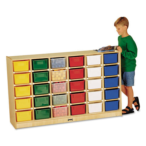 Tray Mobile Storage, 57w x 15d x 35.5h, Birch/Assorted-(JNT0431JC)