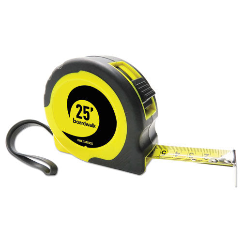 Easy Grip Tape Measure, 25 ft, Plastic Case, Black and Yellow, 1/16" Graduations-(BWKTAPEM25)