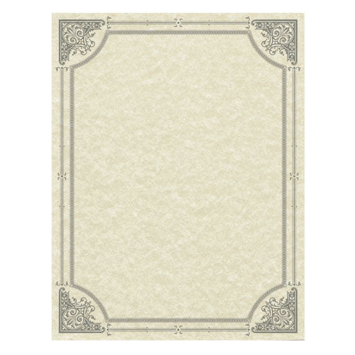 Parchment Certificates, Vintage, 8.5 x 11, Ivory with Silver Foil Border, 50/Pack-(SOU91360)