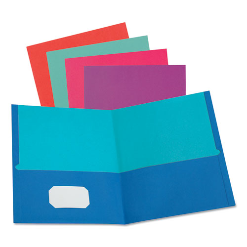 Twisted Twin Textured Pocket Folders, 100-Sheet Capacity, 11 x 8.5, Assorted Solid Colors, 10/Pack-(OXF51274)