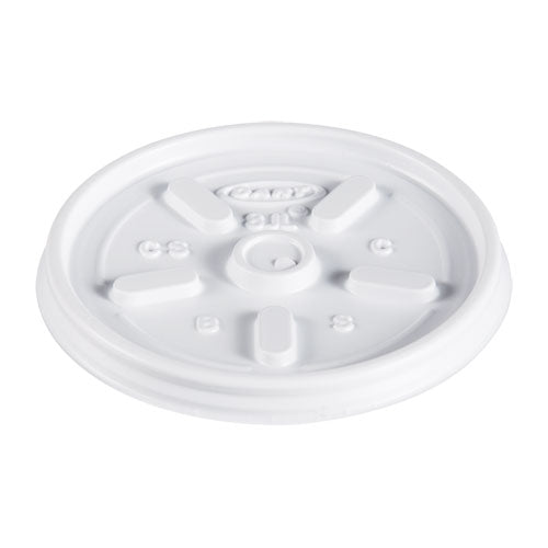 Plastic Lids, Fits 8 oz to 10 oz Hot/Cold Foam Cups, Vented, White, 100/Pack, 10 Packs/Carton-(DCC8JL)