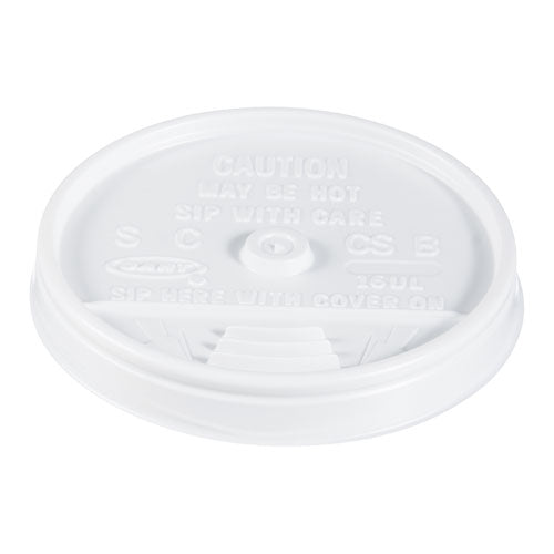 Plastic Lids, Fits 12 oz to 24 oz Hot/Cold Foam Cups, Sip-Thru Lid, White, 100/Pack, 10 Packs/Carton-(DCC16UL)