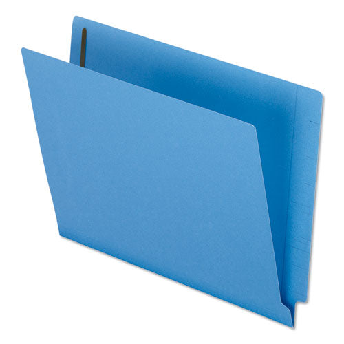 Colored Reinforced End Tab Fastener Folders, 0.75" Expansion, 2 Fasteners, Letter Size, Blue Exterior, 50/Box-(PFXH10U13BL)