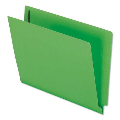 Colored Reinforced End Tab Fastener Folders, 0.75" Expansion, 2 Fasteners, Letter Size, Green Exterior, 50/Box-(PFXH10U13GR)