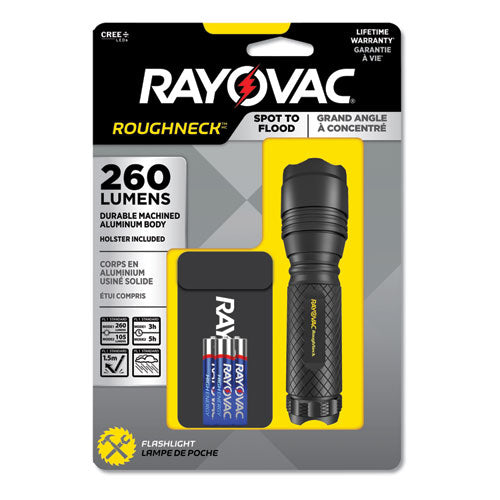 LED Aluminum Flashlight, 3 AAA Batteries (Included), Black-(RAYRN3AAABXT)