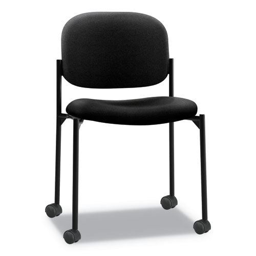 VL606 Stacking Guest Chair without Arms, Fabric Upholstery, 21.25" x 21" x 32.75", Black Seat, Black Back, Black Base-(BSXVL606VA10)