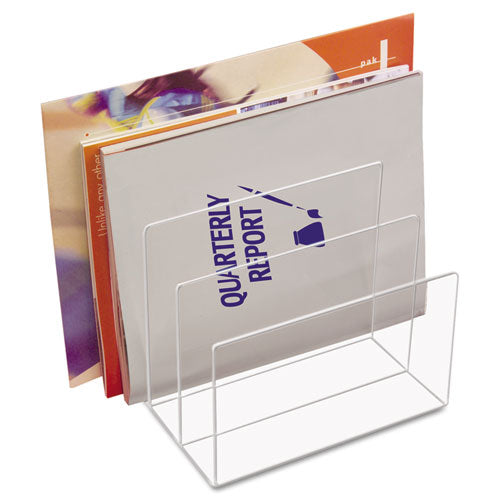 Clear Acrylic Desk File, 3 Sections, Letter to Legal Size Files, 8" x 6.5" x 7.5", Clear-(KTKAD45)