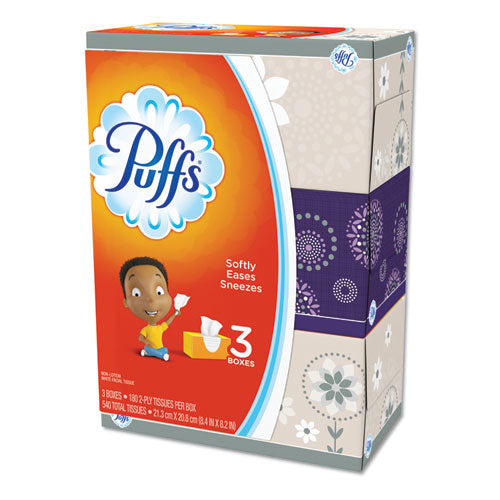 White Facial Tissue, 2-Ply, White, 180 Sheets/Box, 3 Boxes/Pack, 8 Packs/Carton-(PGC87615)