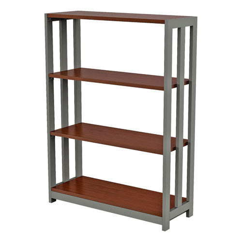 Trento Line Bookcase, Three-Shelf, 31.5w x 11.5d x 43.25h, Cherry-(LITTR735CH)