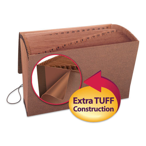 TUFF Expanding Wallet, 31 Sections, Elastic Cord Closure, 1/15-Cut Tabs, Legal Size, Redrope-(SMD70369)