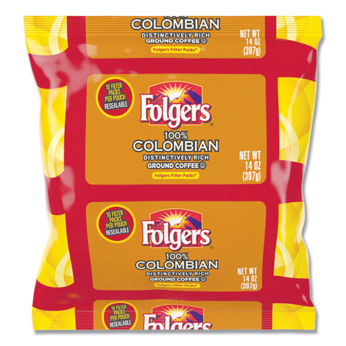 Coffee Filter Packs, 100% Colombian, 1.4 oz Pack, 40/Carton-(FOL10107)