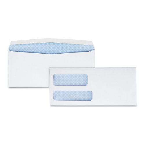 Double Window Security-Tinted Check Envelope, #8 5/8, Commercial Flap, Gummed Closure, 3.63 x 8.63, White, 1,000/Box-(QUA24532B)