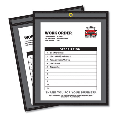 Shop Ticket Holders, Stitched, One Side Clear, 50 Sheets, 8.5 x 11, 25/Box-(CLI45911)