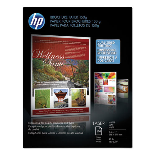 Laser Matte Brochure Paper, 112 Bright, 40 lb Bond Weight, 8.5 x 11, White, 150/Pack-(HEWQ6543A)