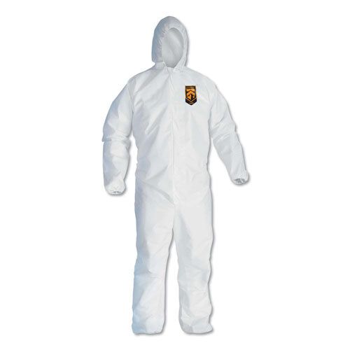 A40 Elastic-Cuff and Ankle Hooded Coveralls, Large, White, 25/Carton-(KCC44323)