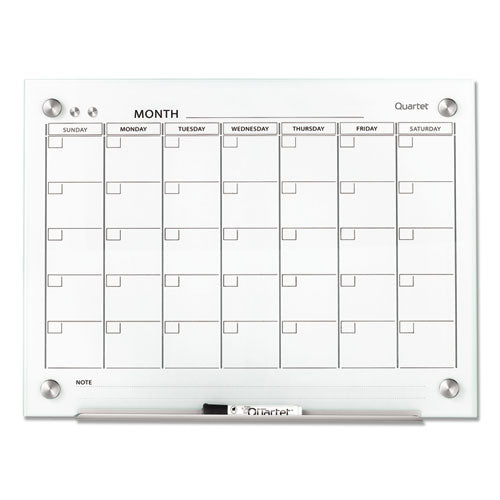 Infinity Magnetic Glass Calendar Board, One Month, 24 x 18, White Surface-(QRTGC2418F)