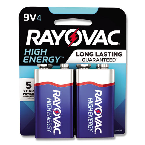 High Energy Premium Alkaline 9V Batteries, 4/Pack-(RAYA16044TK)