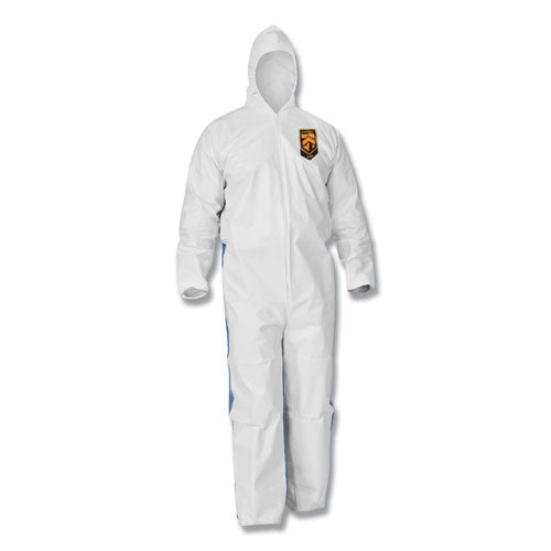 A35 Liquid and Particle Protection Coveralls, Zipper Front, Hooded, Elastic Wrists and Ankles, Large, White, 25/Carton-(KCC38938)