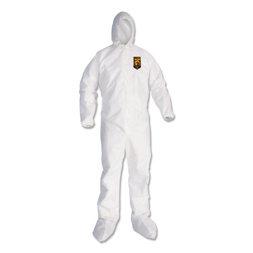 A30 Elastic Back and Cuff Hooded/Boots Coveralls, Large, White, 25/Carton-(KCC46123)