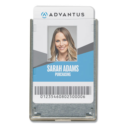 Rigid Two-Badge RFID Blocking Smart Card Holder, Horizontal/Vertical, Clear 3.68" x 2.38" Holder, 3.38" x 2.13" Insert, 20/PK-(AVT76416)