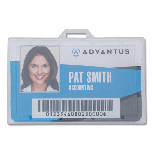 ID Card Holders, Horizontal, Clear 3.68" x 2.25" Holder, 3.38" x 2.13" Insert, 25/Pack-(AVT97099)