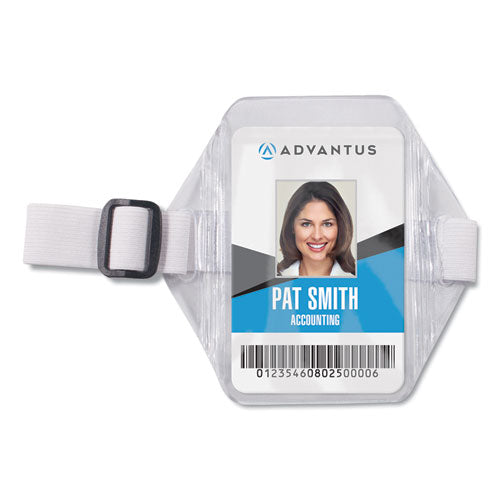 Arm Badge Holders, Vertical, Textured Clear 5" x 5" Holder, 2.5" x 4" Insert, 12/Pack-(AVT75649)