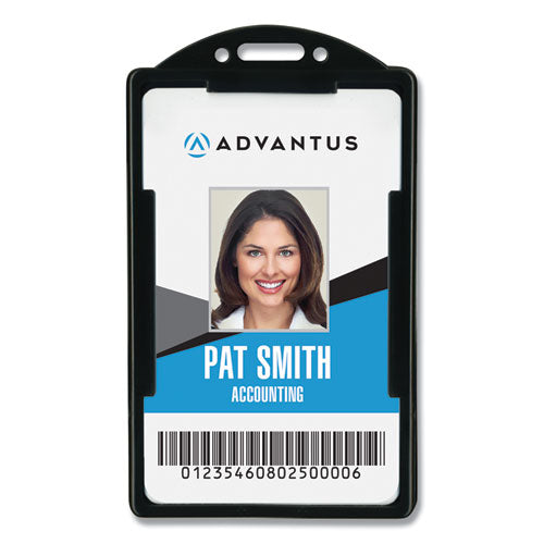 ID Card Holders, Vertical, Black 2.38" x 3.68" Holder, 2.13" x 3.38" Insert, 25/Pack-(AVT75657)