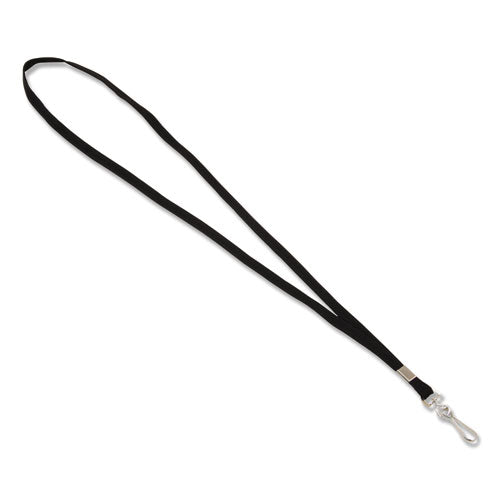 Deluxe Lanyard, Metal J-Hook Fastener, 36" Long, Black-(AVT97126)