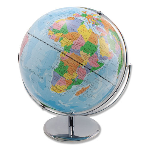 12-Inch Globe with Blue Oceans, Silver-Toned Metal Desktop Base, Full-Meridian-(AVT30502)