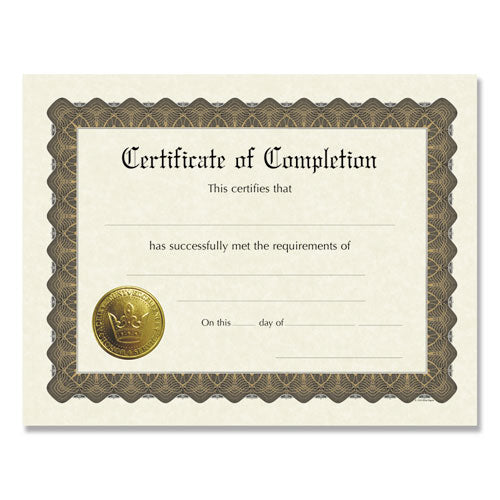 Ready-to-Use Certificates, Completion, 11 x 8.5, Ivory/Brown/Gold Colors with Brown Border, 6/Pack-(COS930400)