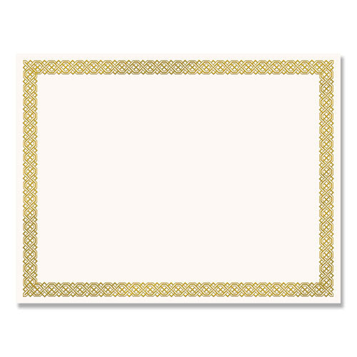 Foil Border Certificates, 8.5 x 11, Ivory/Gold with Braided Gold Border, 12/Pack-(COS936060)