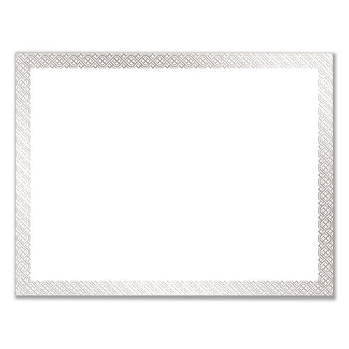 Foil Border Certificates, 8.5 x 11, White/Silver with Braided Silver Border,15/Pack-(COS963027)