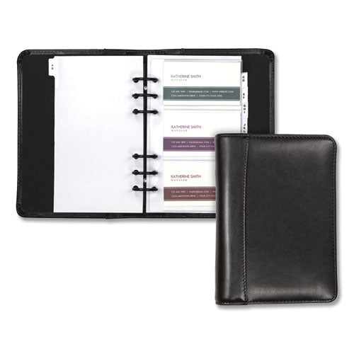 Regal Leather Business Card Binder, Holds 120 2 x 3.5 Cards, 5.75 x 7.75, Black-(SAM81270)