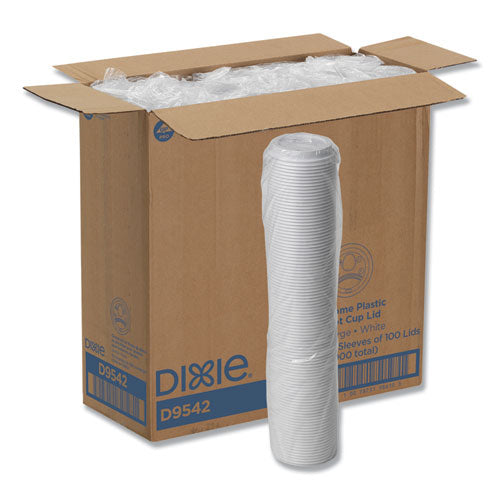 Reclosable Lids, Fits 12 oz to 20 oz Dixie Cups, 10 oz to 20 oz PerfecTouch Cups, White, 100/Pack, 10 Packs/Carton-(DXETP9542)