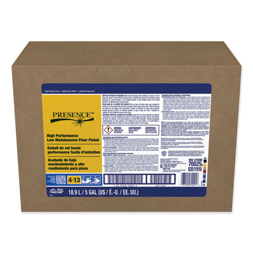 Presence High Performance Low Maintenance Floor Finish, 5 gal Bag-In-Box-(PGC70025)