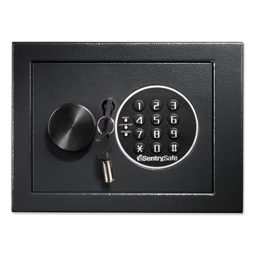 Electronic Security Safe, 0.14 cu ft, 9w x 6.6d x 6.6h, Black-(SENX014E)