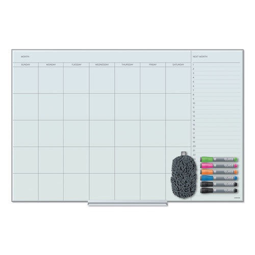 Floating Glass Dry Erase Calendar, Undated One Month, 36 x 24, White Surface-(UBR3967U0001)