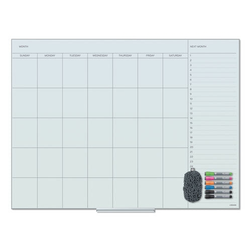 Floating Glass Dry Erase Calendar, Undated One Month, 48 x 36, White Surface-(UBR3969U0001)