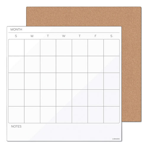 Tile Board Value Pack, (1) Natural Cork Bulletin, (1) White Undated Calendar Dry Erase, 14 x 14-(UBR3889U0001)