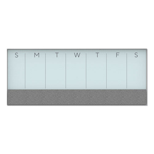 3N1 Magnetic Glass Dry Erase Combo Board, Weekly Calendar, 35 x 14.25, White/Gray Surface, White Aluminum Frame-(UBR3199U0001)