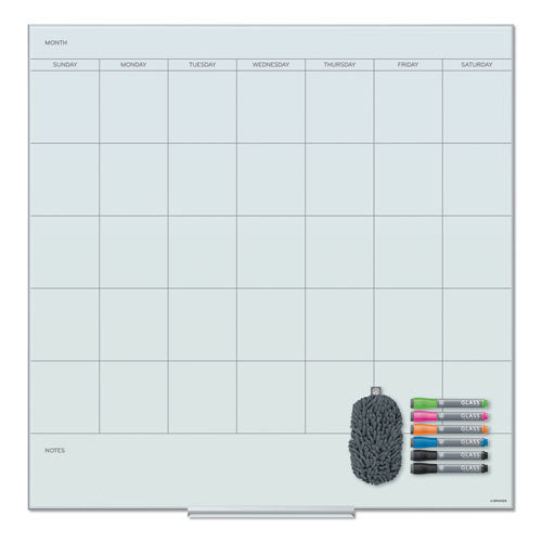 Floating Glass Dry Erase Calendar, Undated One Month, 36 x 36, White Surface-(UBR3968U0001)