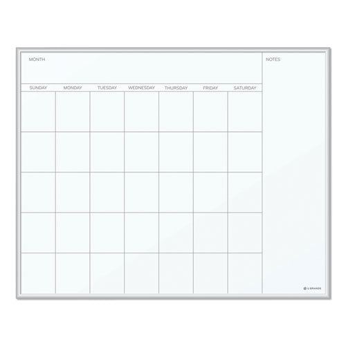 Magnetic Dry Erase Board, Undated One Month, 20 x 16, White Surface, Silver Aluminum Frame-(UBR361U0001)