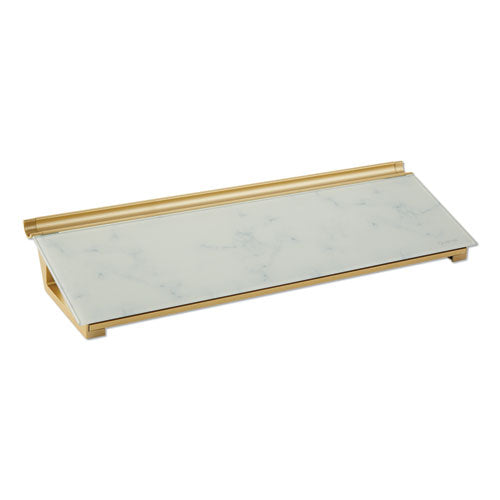 Glass Dry Erase Desktop Computer Pad, 18 x 6, Marble Surface-(QRTGDP186M)