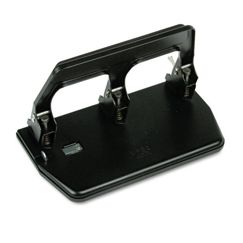 40-Sheet Heavy-Duty Three-Hole Punch with Gel Padded Handle, 9/32" Holes, Black-(MATMP50)