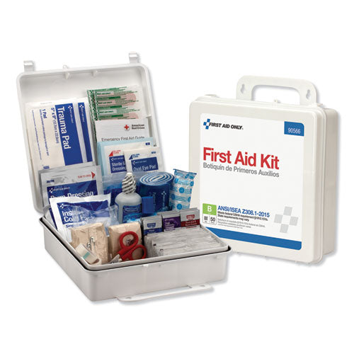 Bulk ANSI 2015 Compliant Class B Type III First Aid Kit for 50 People, 199 Pieces, Plastic Case-(FAO90566)