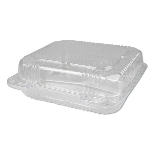 Plastic Clear Hinged Containers, 3-Compartment, 5 oz/5 oz/15 oz, 8.88 x 8 x 3, Clear, 250/Carton-(DPKPXT833)