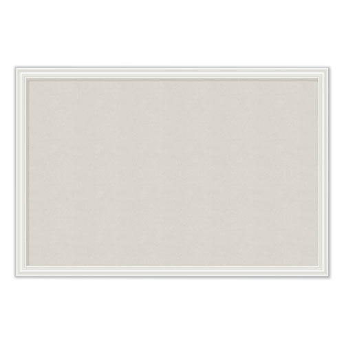 Linen Bulletin Board with Dcor Frame, 30 x 20, Natural Surface, White Wood Frame-(UBR2074U0001)