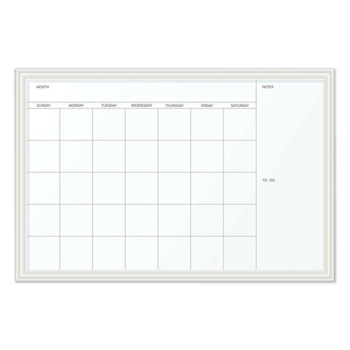 Magnetic Dry Erase Calendar with Dcor Frame, One Month, 30 x 20, White Surface, White Wood Frame-(UBR2075U0001)