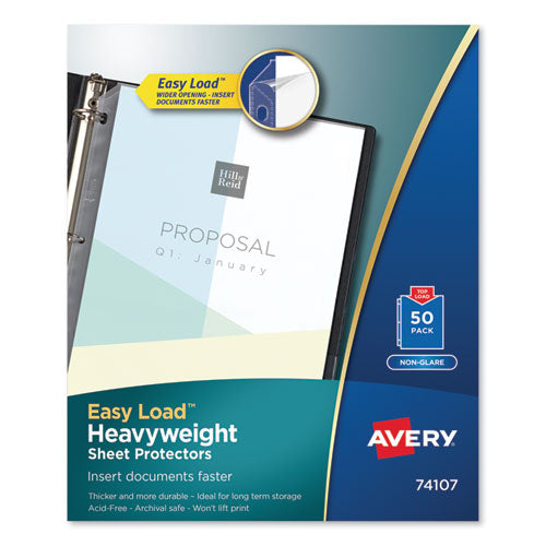 Top-Load Poly Sheet Protectors, Heavy Gauge, Letter, Nonglare, 50/Box-(AVE74107)