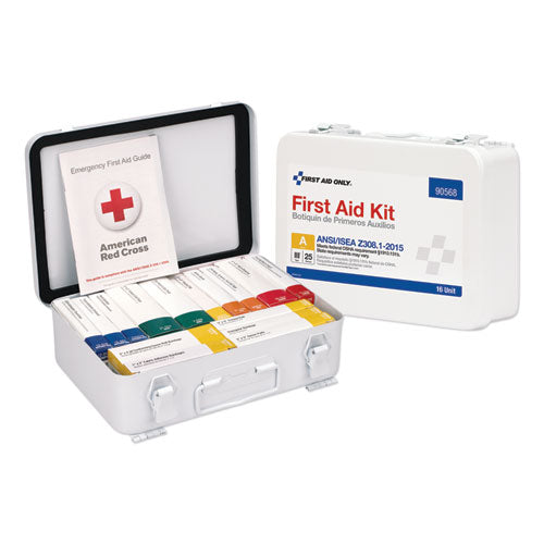 Unitized ANSI Compliant Class A Type III First Aid Kit for 25 People, 84 Pieces, Metal Case-(FAO90568)